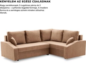 Grande Plus sarokkanapé, jobboldali, szövet anyag, barna