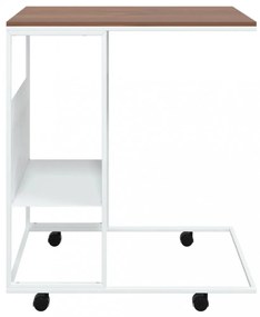 fehér szerelt fa kisasztal kerekekkel 55x36x63,5 cm