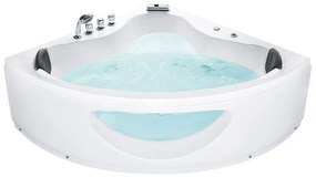 Fehér whirlpool masszázskád LED világítással 205 x 146 cm TOCOA Beliani