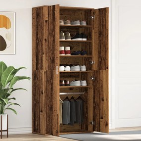 Cipőszekrény régi fa 80x39x180 cm Szerelt fa