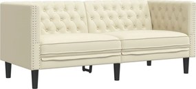 vidaXL 2 személyes krémszínű műbőr Chesterfield kanapé