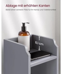 Keskeny fürdőszobai álló tárolószekrény 20x18x80cm, szürke