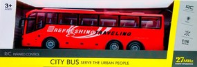 Nagy Rc Távirányítós Távolsági Busz Piros színben 27 Mhz Rádó Frekvenciával Elemes Jármű Gumi kerekek