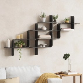 Fekete többszintes kaucsukfa fali polc 62 cm Montage – Umbra