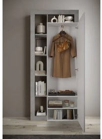 LENOR gardróbszekrény 91x209 cm fehér/szürke betonhatású