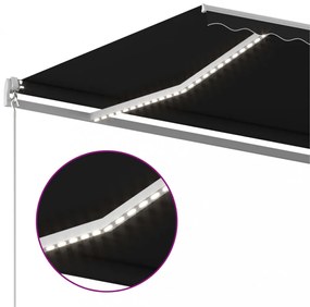 antracitszürke kézzel kihúzható LED-es napellenző 400 x 300 cm