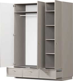 Lorini gardróbszekrény 150 cm polcokkal - kasmír / arany T-bar fogantyúk