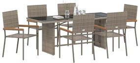 Kert étkező szett 7 pcs Szürke 190 x 80 x 75 cm polirattan