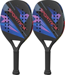 SPORTNOW Strand Tenisz Ütő Szett 2 Ütővel és 2 Labdával Könnyű, Tartós Strand Ütők Táskával Csúszásmentes Fogással Kerthez, Tengerhez, Strandhoz Szaba