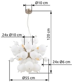 Globo 15633HO - Csillár zsinóron UDO 6xE14/25W/230V átm. 55 cm fehér
