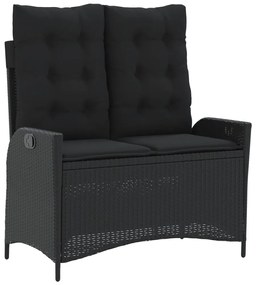 4 részes fekete polyrattan kerti étkezőszett párnákkal