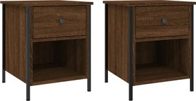 vidaXL 2 db barna tölgyszínű szerelt fa éjjeliszekrény 40x42x50 cm