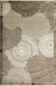 120x180 cm Kétszintes Rozettás Szőnyeg Kerekek Bézs Krém Barna