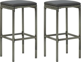 vidaXL 2 db szürke polyrattan bárszék párnával