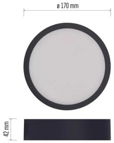 LED Mennyezeti lámpa LED/12,5W/230V 3000/3500/4000K á. 17 cm fekete