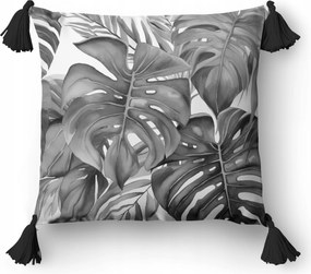 Párnahuzat 45x45 fehér szürke grafit levelek Panama