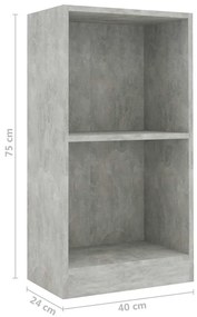betonszürke szerelt fa könyvespolc 40x24x75 cm
