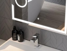 Mexen Onyx, LED fürdoszobai tükör háttérvilágítással és kozmetikai tükörrel 100x80 cm, 6000K, páramentesíto, 9813-100-080-611-00