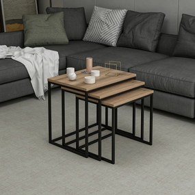 Evia Walnut tárolóasztal, 3 db