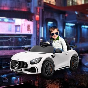 AIYAPLAY Elektromos gyerekautó, Mercedes, 3-5 km/h, távirányító, fények és zene, fehér