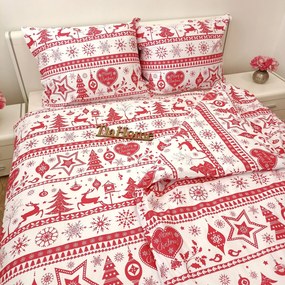 Pamut ágyneműk Karácsonyi ágyneműk Christmas piros TiaHome - 1x Párna 90x70cm, 1x Paplan 140x200cm