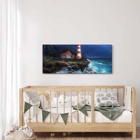 Kép - világítótorony az óceán partján, akvarell (120x50 cm)