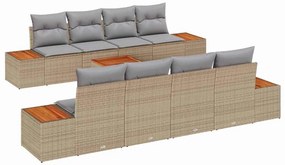 vidaXL Kerti Kanapé Szett párnával 9 pcs Bézs Poli rattan