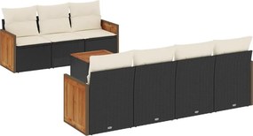 vidaXL 8 részes fekete polyrattan kerti ülőgarnitúra párnákkal