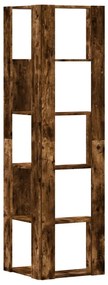 5 szintes füstös tölgy szerelt fa sarok könyvespolc 50x50x179cm