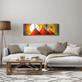 Festett egyiptomi piramisok képe (órával) (90x30 cm)