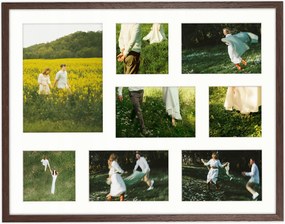 Képkeret 8 képhez 10x10 10x15 15x21 barna fotógaléria 40x50 cm Framai