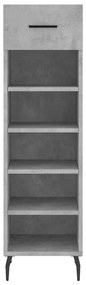 betonszürke szerelt fa cipősszekrény 30 x 35 x 105 cm