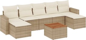 vidaXL 8 részes bézs polyrattan kerti ülőgarnitúra párnával