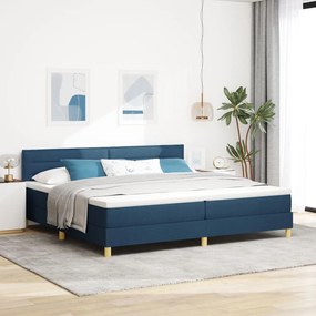 Box Spring Ágy Matraccal Kék 200x200 cm Szövet