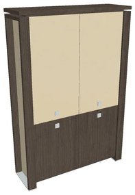 Verno+ S magas szekrény 140 x 46 x 210 cm, kombinált ajtó, antracit tölgy / vanília