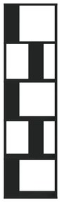 5 szintes fekete szerelt fa könyvespolc 45 x 23,5 x 162,5 cm