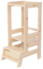 Natúr színű borovi fenyő tanulótorony Montessori – Meowbaby