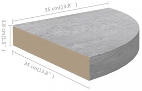 2 db betonszürke MDF fali sarokpolc 35 x 35 x 3,8 cm
