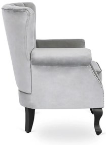 Chesterfield Fotel Szürke Bársony Kárpittal. MALLO