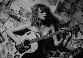 Poszter 84,1x59,4cm Fiatal gitárosnő