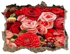 3d lyuk fal dekoráció Piros virágok nd-k-89362554
