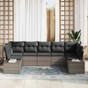 Kerti Kanapé Szett 7 pcs Szürke 289 x 154 x 85 cm Poli rattan