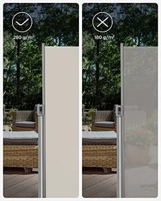 Oldalsó napellenző, kihúzható, 200 × 400 cm, bézs