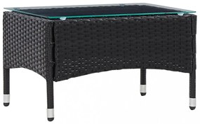 fekete polyrattan dohányzóasztal 60 x 40 x 36 cm
