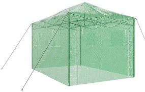 Sétáló Üvegház Felhajtható Vázal – Zöld, 430 x 290 x 315 cm, Acél