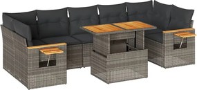 vidaXL 8 részes szürke polyrattan akácfa kerti ülőgarnitúra párnákkal