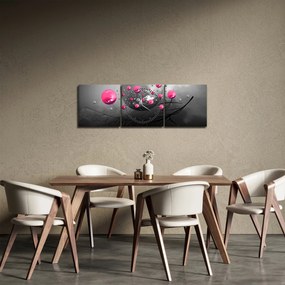 Rózsaszín absztrakt gömbök képe (órával) (90x30 cm)