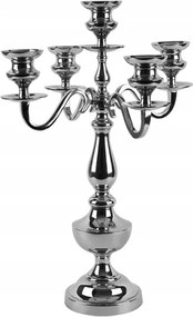 Ötágú fém gyertyatartó, fényes