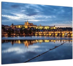 A prágai vár és a Károly-híd képe (üvegen) (70x50 cm)