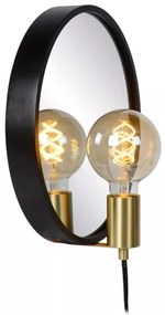 Lucide 36213/31/30 - Fali lámpa tükörrel REFLEX 1xE27/25W/230V fekete